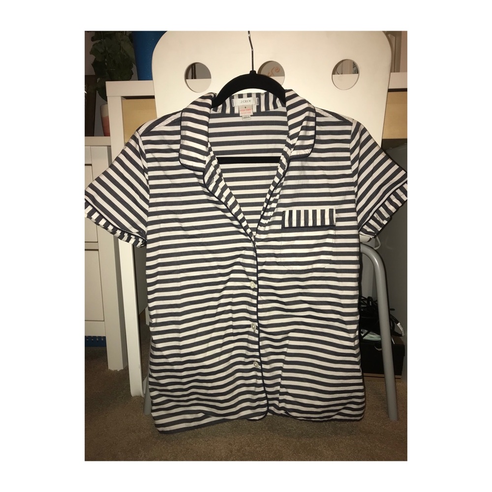 VINTAGE J CREW STRIPED SHORT SLEEVE BUTTON DOWN